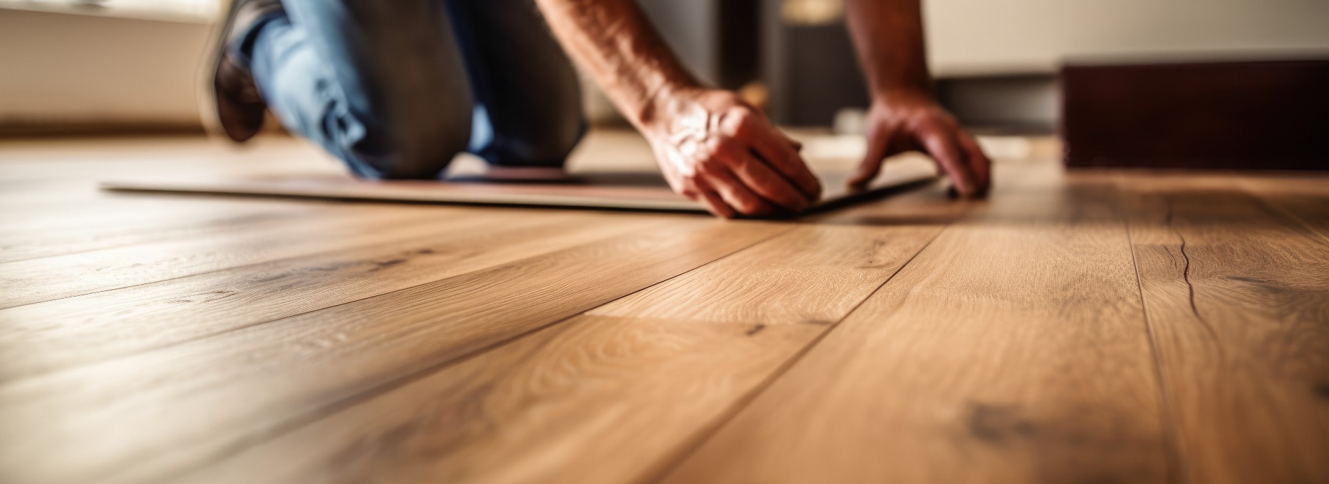 Worker Installing laminate Floor,  generative ai